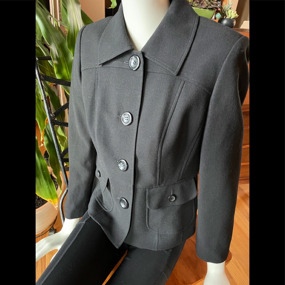 Talbots Black Wool Statement Blazer Size 8